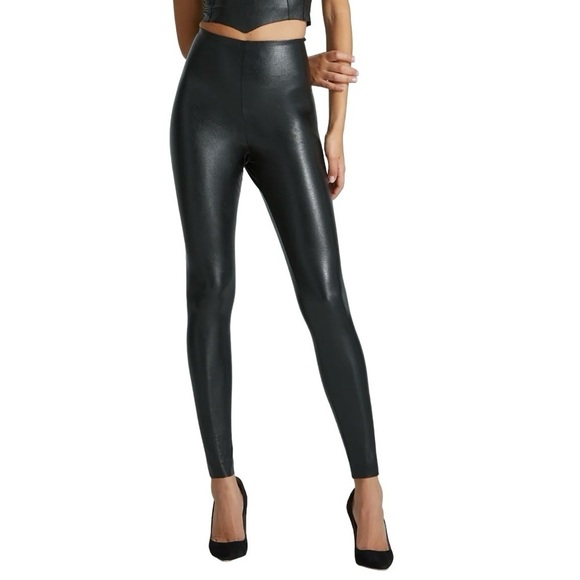 Commando Pants - Commando Faux Leather Leggings Black Size Small Stretch Smoothing Waistband